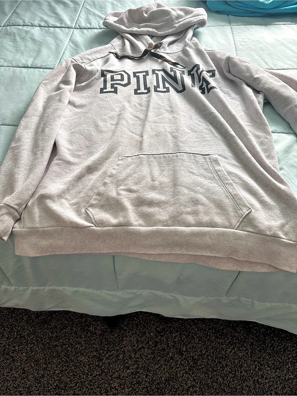 PINK Gray Pullover Hoodie Size Medium
